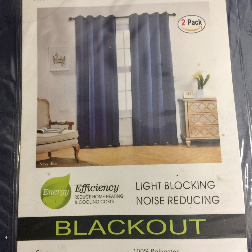 Pair Thermal Insulated Grommet Panels Navy 52x84